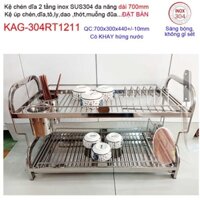 Kệ đựng chén bát đặt bàn 70cm, Kệ úp chén dĩa có khay hứng, Kệ úp chén dĩa đa năng SUS304 Kace KAG-304RT1211 dài 70cm