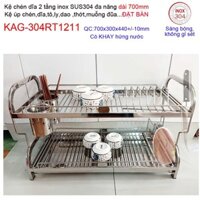 Kệ đựng chén bát đặt bàn 70cm, Kệ úp chén dĩa có khay hứng, Kệ úp chén dĩa đa năng SUS304 Kace KAG-304RT1211 dài 70cm