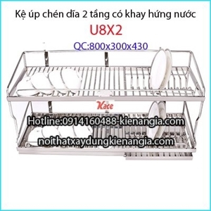 Kệ đựng chén bát Tovashu U8X2 - 2 tầng 800mm