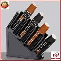 Kệ Đựng Cốc Trà Sữa Bằng Nhựa 4 Ngăn - Màu Đen và Nâu