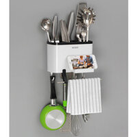 Kệ đựng dao đũa thìa nhà bếp, ống đựng đũa dán tường siêu chắc Ecoco kèm móc treo