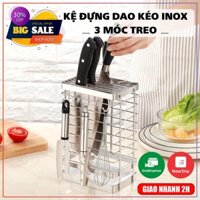 Kệ đựng dao kéo Inox 304 kèm 3 móc treo và khay hứng nước,chống rỉ