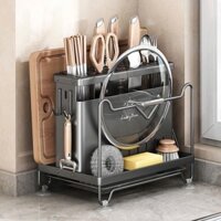 kệ đựng dao thớt, kệ để dao thớt đa năng, kệ dao thớt nhà bếp gài dao đũa có khay hứng nước thừa