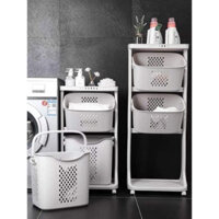 Kệ đựng đồ 3 tầng đa năng, Rổ đựng quần áo 3 tầng platic có bánh xe nhựa Việt Nhật Kiểu Dáng Hàn Quốc M5567-3