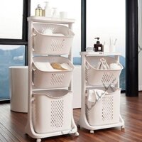 Kệ đựng đồ 3 tầng đa năng 5567, Rổ đựng quần áo 3 tầng có bánh xe nhựa Việt Nhật