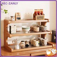 Kệ đựng đồ bằng gỗ NEC-ZANLY, Dụng cụ sắp xếp máy tính để bàn đa chức năng 3 tầng, Nhà bếp giữ cốc dễ lau chùi