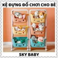 Kệ đựng đồ chơi cho bé rèn tính gọn gàng đựng đồ bỉm sữa đồ dùng trẻ em 3-4 tầng đa năng có bánh xe