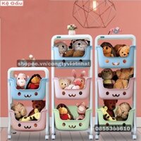 Kệ đựng đồ chơi cho bé rèn tính gọn gàng đồ bỉm sữa đồ dùng trẻ em 3-4 tầng đa năng có bánh xe nhựa PE an toàn