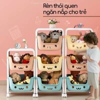 Kệ đựng đồ chơi cho bé rèn tính gọn gàng đồ bỉm sữa đồ dùng trẻ em 3-4 tầng đa năng có bánh xe nhựa PE an toàn