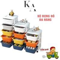 Kệ đựng đồ chơi cho bé, Tủ đựng đồ đa năng 5 tầng có bánh xe, Giá để đồ chơi cho bé