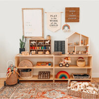 Kệ Đựng Đồ Chơi Montessori Đựng Đồ Dùng Sách Vở Trẻ Em Kệ Lớp Học Mầm Non 2 Tầng
