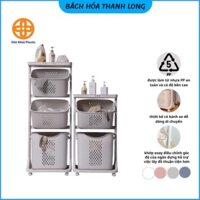 Kệ đựng đồ đa năng 3 tầng có bánh xe Việt Nhật (5567) dễ dàng di chuyển,Rổ đựng quần áo 3 tầng có bánh xe nhựa Việt Nhật