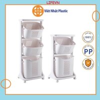 KỆ ĐỪNG ĐỒ ĐA NĂNG 3 TẦNG CÓ BÁNH XE VIỆT NHẬT GIỎ ĐỰNG QUẦN ÁO HOLLA