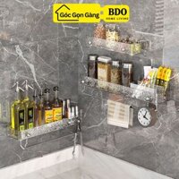 Kệ Đựng Đồ Đa Năng Nhà Tắm Dán Tường Chịu Lực Tốt Có Lỗ Thoát Nước, Giá Treo Tường Họa Tiết Pha Lê