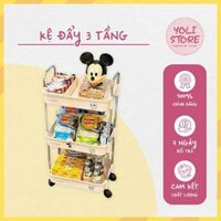 Kệ đựng đồ đa năng Sunmix 3 tầng khay nhựa cao cấp, kệ đựng đồ nhà bếp có bánh xe đẩy chắc chắn, tiện dụng - Yoli Store