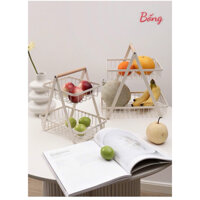 Kệ đựng đồ, giỏ đựng đồ, giỏ đựng hoa quả để bàn thiết kế 2 tầng gọn gàng, sang trọng cho căn bếp của bạn