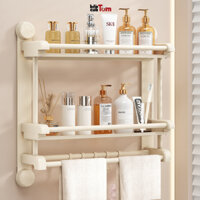 Kệ đựng đồ nhà tắm 2 màu hút chân không thế hệ mới, giá đỡ đồ nhà tắm cao cấp lắp đặt không cần khoan dán di chuyển tiện