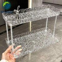 Kệ đựng đồ trang điểm 2 tầng AQUAGEM, Giá đựng đồ trang điểm dung tích lớn bằng nhựa, Tiết kiệm không gian đơn giản Thỏ dễ thương Tấm đựng mỹ phẩm Phòng bé gái
