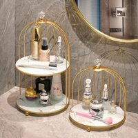 Kệ Đựng Đồ Trang Điểm / Mỹ Phẩm Hình Lồng Chim Bằng Kim Loại Để Bàn