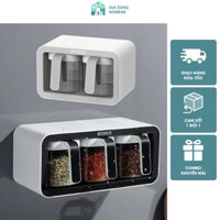 Kệ Đựng Gia Vị ECOCO Kèm Thìa Bộ 3 Hộp và 2 Hộp, Hộp Đựng Gia Vị Chống Ẩm Dán Tường Tiện Lợi