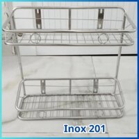 Kệ đựng gia vị Inox 2 tầng nhỏ gọn treo tường để đồ nhà tắm nhiều kích thước - Hàng Việt Nam