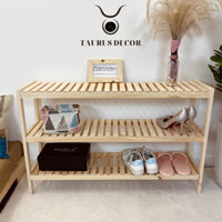 Kệ đựng giày dép gỗ thông 3 tầng kích thước 100cm, hàng Việt Nam xuất khẩu, sản phẩm làm từ thông nhập USA