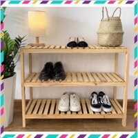 Kệ đựng giày dép gỗ thông 3 tầng kích thước 100cm, hàng Việt Nam xuất khẩu, sản phẩm làm từ thông nhập USA