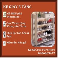 Kệ đựng giày gỗ MDF - Tủ giày thông minh - kệ gỗ 5 tầng để giày hiện đại