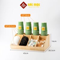 Kệ Đựng Ly Cốc (LN85-23) Ly Trà Sữa, Ly Giấy, Ly Nhựa, Đựng Túi Trà, Đựng Ống Hút Bằng Gỗ Thông Cao Cấp
