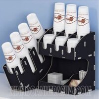 Kệ Đựng Ly Nhựa 6 Ngăn + 2 Ngăn Đựng Đồ