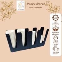 Kệ Đựng Ly/Cốc Nhựa Take Away - Kệ Đen Đựng Ly Xéo 4 Ngăn - Dụng Cụ Pha Chế