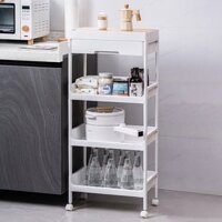 Kệ Đựng Mỹ Phẩm Bằng Gỗ Có Bánh Xe Đẩy Chống Bụi Đa Năng Cho Nhà Bếp / Phòng Tắm (HK45)