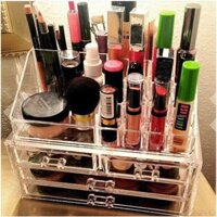 Kệ đựng mỹ phẩm để bàn thiết kế 4 tầng 3 ngăn kéo siêu sang, chất liệu nhựa meca bền đẹp