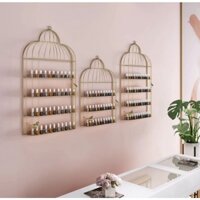Kệ đựng mỹ phẩm, nail treo tường - tiệm nail thiết kế lồng chim mạ vàng cao cấp