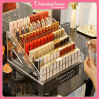 Kệ đựng mỹ phẩm sơn móng tay son môi bảng màu mắt phấn mắt trang trí nhiều tầng nhiều chất liệu nhựa trong suốt