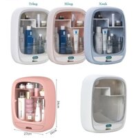 Kệ Đựng Mỹ Phẩm Treo Tường, Tủ Đựng Mỹ Phẩm Để Đồ Phòng Tắm 2 Ngăn Có Nắp Đậy Đa Năng
