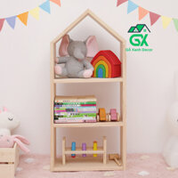 Kệ Đựng Sách, Đựng Đồ Chơi Cho Bé, Kệ Montessori Hình Ngôi Nhà Chất Liệu Gỗ Thông Lắp Ráp Dễ Dàng