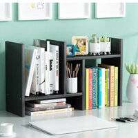 Kệ đựng sách vở để trên bàn làm việc hoặc bàn học, chất liệu gỗ cao cấp. Dễ dàng lắp ráp và vận chuyển. - ĐEN - Ván dày 12mm