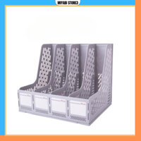 Kệ đựng tài liệu văn phòng phẩm Deli 4 ngăn đứng- Nhựa PP - màu Ghi Xám- E9846-1 cái