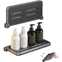 Kệ gấp Kệ RV hai lớp 11,8x5 Inch Không cần khoan Kệ gấp treo tường, Kệ tắm bằng nhôm có lỗ thoát nước Kệ nổi cho tường, Dụng cụ sắp xếp vòi hoa sen