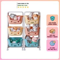 Kệ gấu 3 tầng đựng đồ cho bé đa năng, kệ nhựa để đồ chơi sách vở quần áo cho trẻ