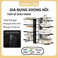 Kệ giá để xoong nồi chảo, tầng có thể điều chỉnh, dùng để trên Kệ bếp, Gầm bếp, Góc bếp