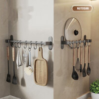 Kệ giá móc treo đồ nhà bếp, thanh treo muỗng, nắp nồi dán tường có móc đa năng nhôm không gian