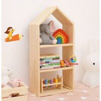 Kệ Giá Sách Cho Bé, Kệ Đựng Đồ Chơi 3 Tầng HÌnh Mái Nhà BENRIKIDS Decor Trang Trí Phòng Cho Bé, Chất Liệu Gỗ Thông