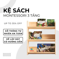 Kệ Giá Sách Cho Bé, Kệ Tủ Đựng Sách 3 Tầng Decor Đa Năng Chất Liệu Gỗ Thông Cao Cấp