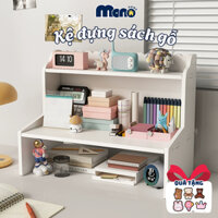 Kệ giá sách gỗ mini 2 tầng trang trí decor để bàn học, Kệ mỹ phẩm, đựng đồ sách vở tiện lợi MONO