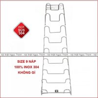 Kệ giá treo nắp nồi size 7/9 nắp - kệ treo nắp vung nồi 100% inox 304 hàng đẹp TẶNG kèm bộ vít inox
