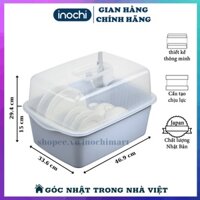 Kệ giá úp chén bát đĩa to có nắp đậy thông minh cao cấp kháng khuẩn Inochi Tokyo Nhật Bản