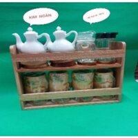 KỆ GIA VỊ 2 TẦNG CHẤT LIỆU GỖ XÀ CỪ NGUYÊN KHỐI