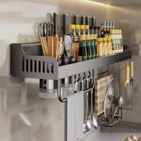 Kệ gia vị dán tường kệ đựng gia vị treo tường lắp đặt treo dụng cụ bếp tiện lợi ngăn nắp cà dao thép carbon